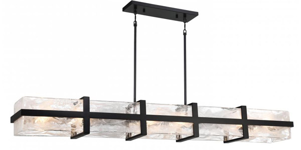 Cloud Break Collection 60” 12-Light Linear Pendant in Coal Black with Cloud Glass Shade Minka-Lavery 3618-66A