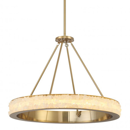 Divinely Collection LED Chandelier in Celeste Brass with Quartz Crystalline Circular Diffuser Minka-Lavery 3887-776-L