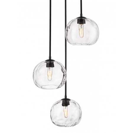 Chloe Collection 3-Light Chandelier in Black with Hand-Blown Glass Open Shades Z-Lite 490P10-3R-MB