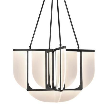 Anders Collection LED Chandelier in Urban Bronze with Off-White Acrylic Diffusers Alora CH336830UB