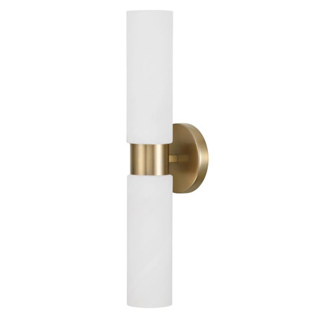 Alyssa Collection 2-Light Wall Sconce in Aged Brass with Banded Faux Alabaster Glass Shades Capital 651721AD