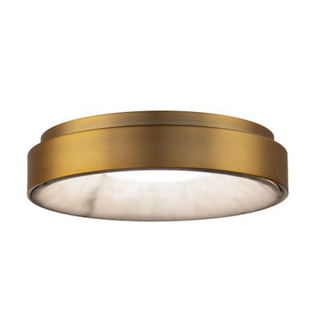 Crackle Collection LED Flush Mount in Aged Brass with Faux Alabaster Diffuser WAC FM-97414-AB