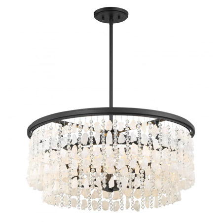 Shimmering Elegance Collection 5-Light Chandelier in Sand Coal with Quartz Crystalline and Cut Glass Bead Cascades Minka-Lavery 6705-66