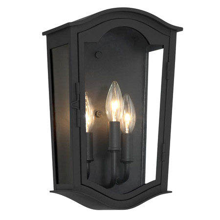 Houghton Collection 3-Light Outdoor Wall Mount Lantern in Sand Coal with Clear Glass Panels Minka 73201-66