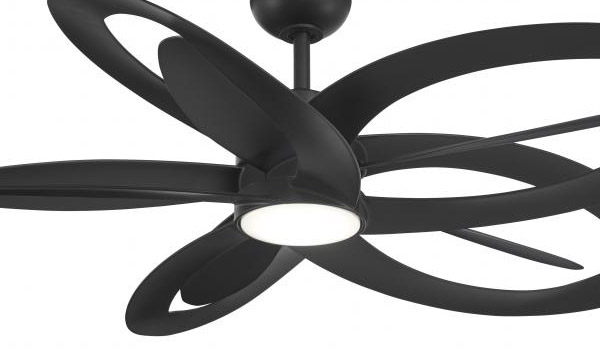 Pinup Collection 60” 10-Blade Ceiling fan in Coal with White Etched LED Lens Minka F862L-CL