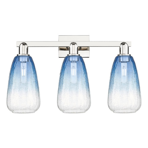 Brookhaven Collection 3-Light Bath Vanity in Polished Nickel with Sapphire Blue Glass Shades Innovations 716-3W-PN-G480-6SB