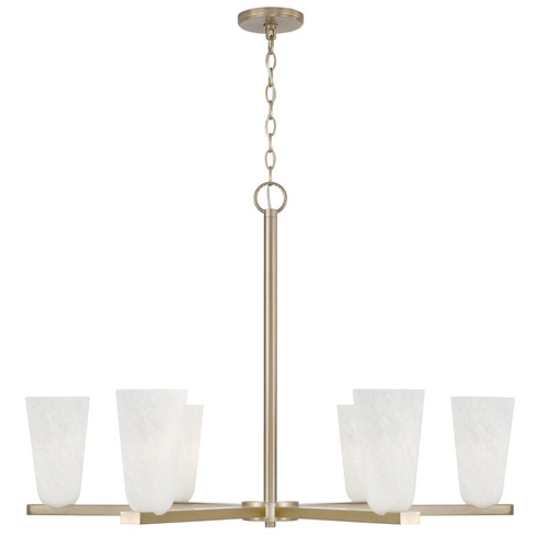Romy Collection 6-Light Chandelier in Matte Brass with Faux Alabaster Glass Shades Capital 456961MA-556
