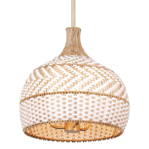 Zanzibar Collection 3-Light Pendant in Soft Gold with Woven Natural Rattan Shade Crystorama ZAN-9003-SG