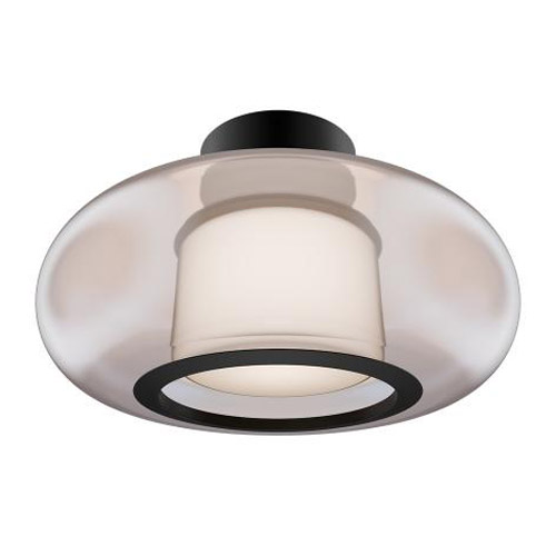 Doma Collection LED Ceiling Mount in Matte Black with Clear Glass Shade WAC 48513-30-BK