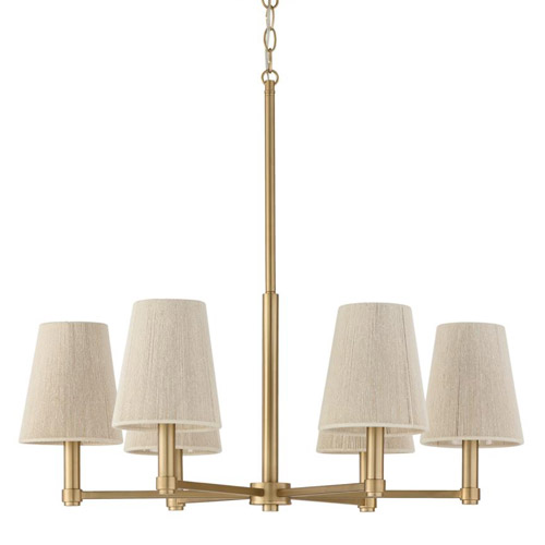 Mira Collection 6-Light Chandelier in Matte Brass with Tapered Bleached Natural Rope Shades Capital 454561MA
