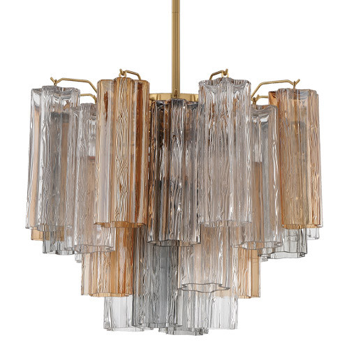 Addis Collection 4-Light Mini Chandelier in Polished Chrome with Layered Tronchi Glass Shade Crystorama 300-AG-AU
