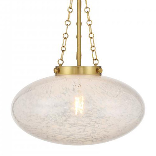 Willow Pendant 1-Light Pendant in Warm Brass with Oval Shaped Cloud Glass Shade Savoy House 7-1740-1-322