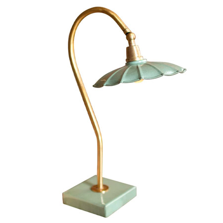 Goose Neck Collection 1-Light Table lamp in Antique Brass with Enamel Shade Kalalou NDE-1368