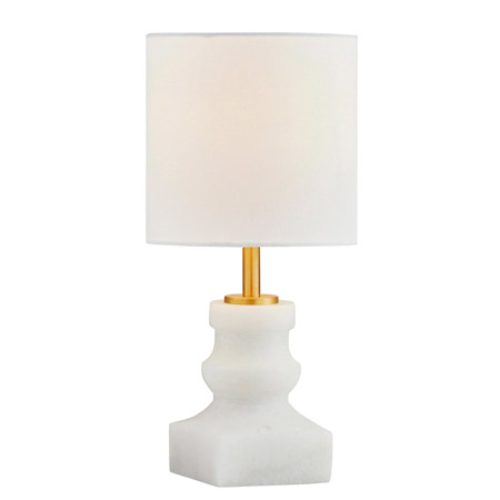 Leah Collection 1-Light Mini Table Lamp with Marble Base and White Linen Shade 40 West 725113