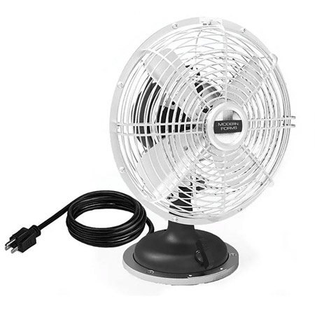Julian Collection 9” Oscillating Plug-In Desk Fan in Glossy Black with Nickel Fan Modern Forms FT-1820-8-BK