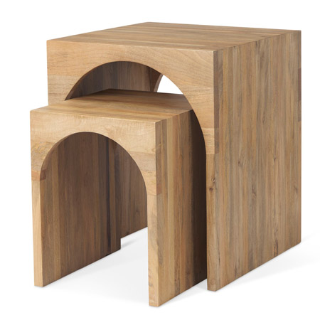 Chloe Collection Set of 2 Cottage Wood Nesting Tables Mercana 69915