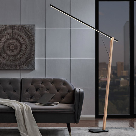 Kylar Collection LED Adjustable Floor Lamp in Wood and Black Litesource LS-83598