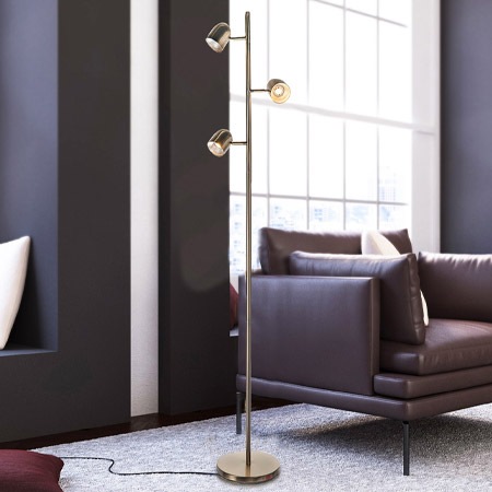 Tiara Collection LED 3-Light Floor Lamp in Antique Brass Litesource LS-83323