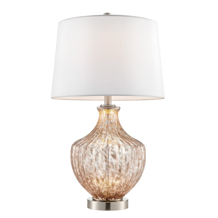 Waylon Collection 1-Light Table Lamp with Faceted Glass Base and White Fabric Shade Litesource LS-23915