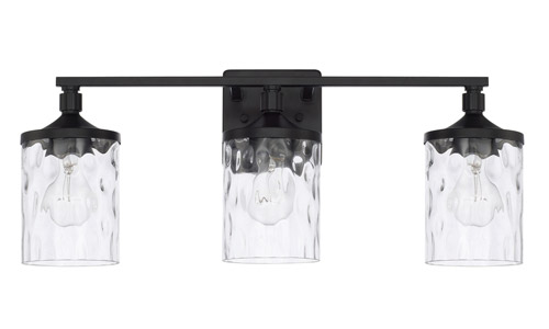 Colton Collection 3-Light Bath Vanity in Matte Black with Clear Water Glass Shades Capital Lighting 128831MB-451