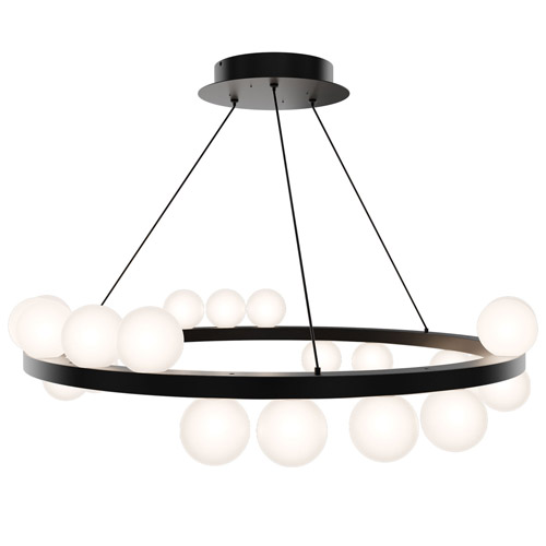 Carousel Collection 21-Light LED Chandelier in Black with Matte White Glass Diffuser Globes WAC PD-21528-30-BK