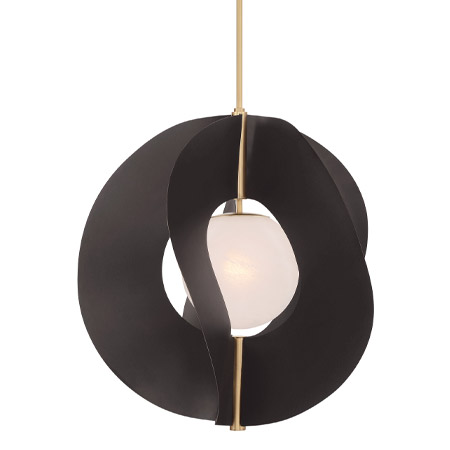 Gloria Collection 1-Light Pendant in Dart Bronze with Etched Alabaster Glass Spherical Shade Minka-Lavery 3951-855