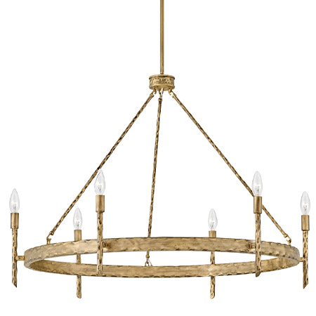 Tress Collection 6-Light Chandelier in Champagne Gold with Opulent Hammered Frame Hinkley 3678CPG