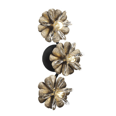 Giselle Collection 3-Light Wall Sconce in Dephine with Gold & Black Flower Petals Savoy House 9-1964-3-18