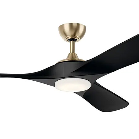 Mylo Collection 60” 3-Blade Ceiling fan in Champagne Bronze with Jet Black Wood Blades and Dimmable Integrated LED Kichler 310560CPZ