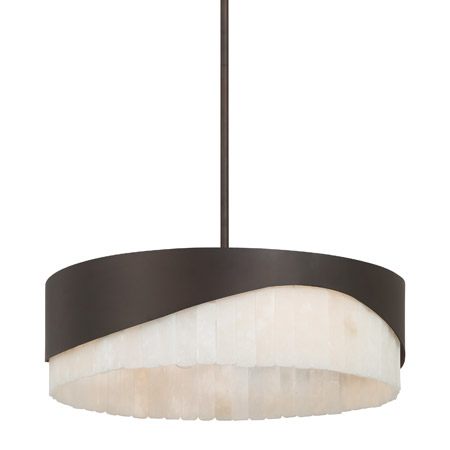 Sway Collection 4-Light Pendant in Dart Bronze with Natural Alabaster Lozenges Shade Minka-Lavery 2094-860
