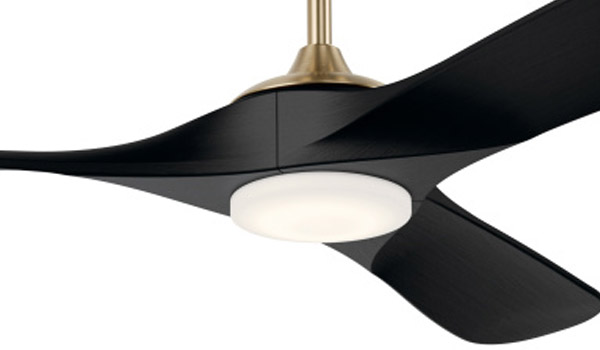 Mylo Collection (indoor / outdoor) 60” 3-Blade Ceiling Fan in Champagne Bronze with Jet Black Blades and Integrated LED Light Kichler 310560CPZ