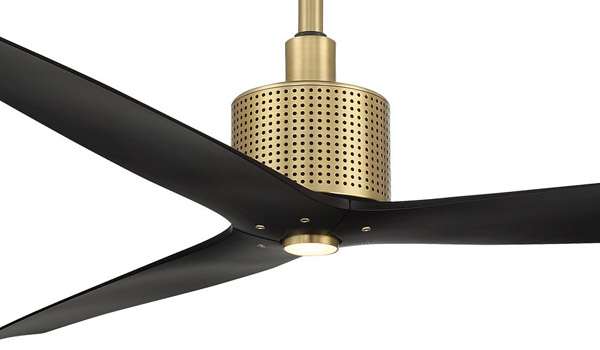 Spinster Collection 60” 3-Blade Ceiling Fan in Soft Brass with Matte Black Blades and Integrated LED Light Modern Forms FR-W2404-60L-SB/MB